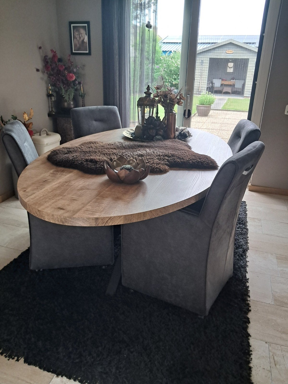 Zgan ovale mango houten eettafel tafel, Ophalen, 100 tot 150 cm, 200 cm of meer, Zo goed als nieuw