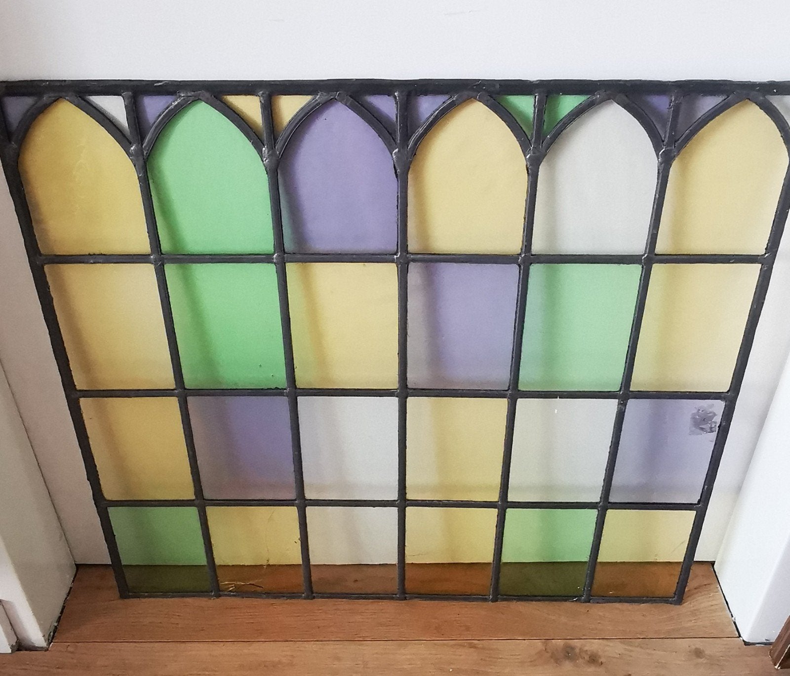glas in lood raam glasinlood gotische elemente 73-66.5 groot, Doe-het-zelf en Verbouw, Glas en Ramen, Ophalen, Gevelraam of Ruit