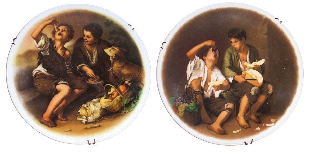 Retro twee decoratieve porseleinen wandborden Bavaria Germ., Ophalen of Verzenden