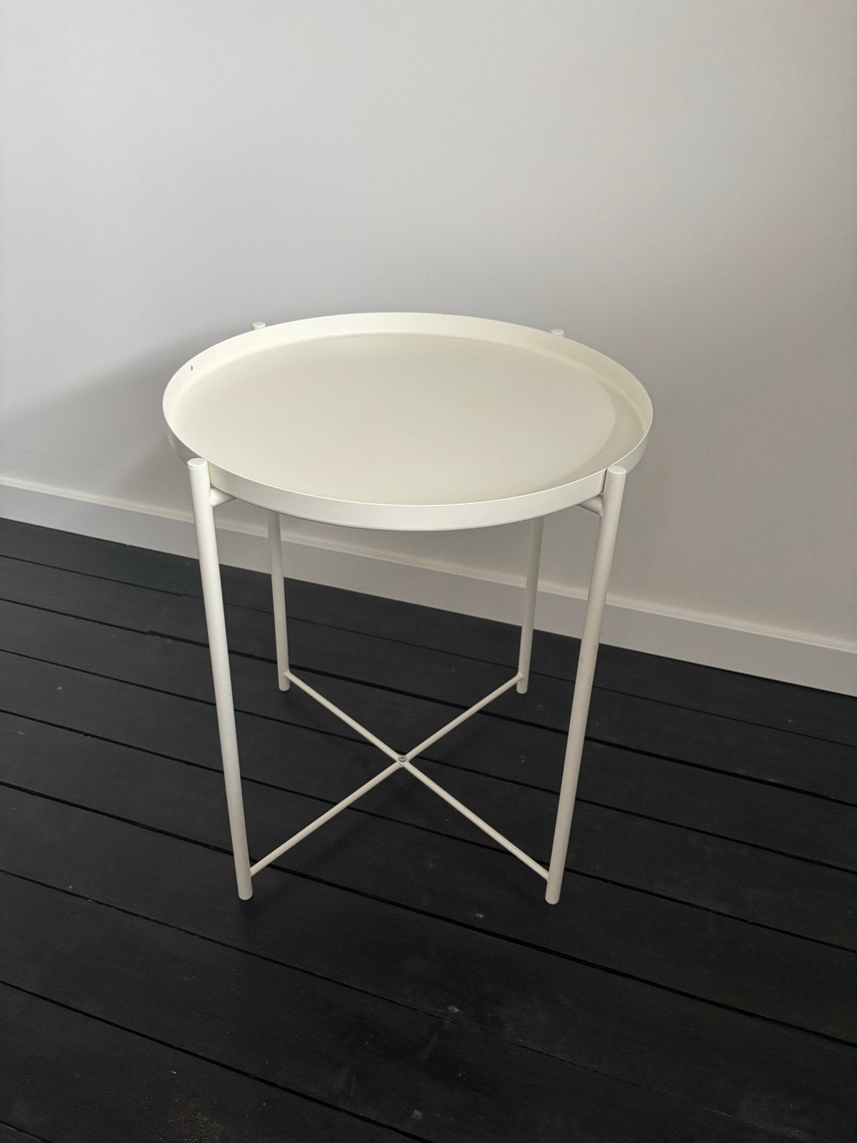 IKEA Gladom bijzettafel - Wit, Minder dan 55 cm, Gebruikt, Metaal of Aluminium, Rond