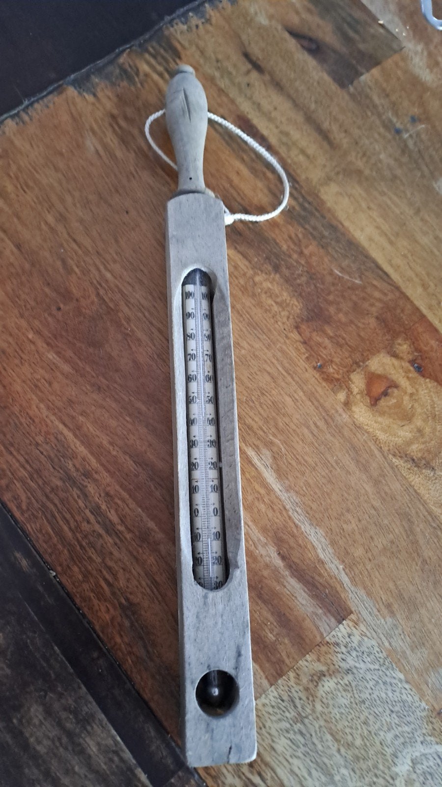 Antieke houten thermometer - Decoratief, Ophalen of Verzenden