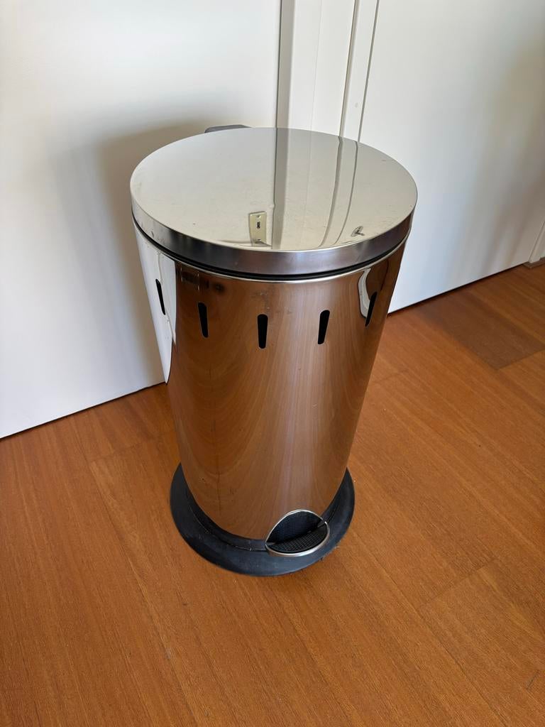 RVS Prullenbak met Pedaal, Ophalen, Gebruikt, Met pedaal, 50 tot 75 cm