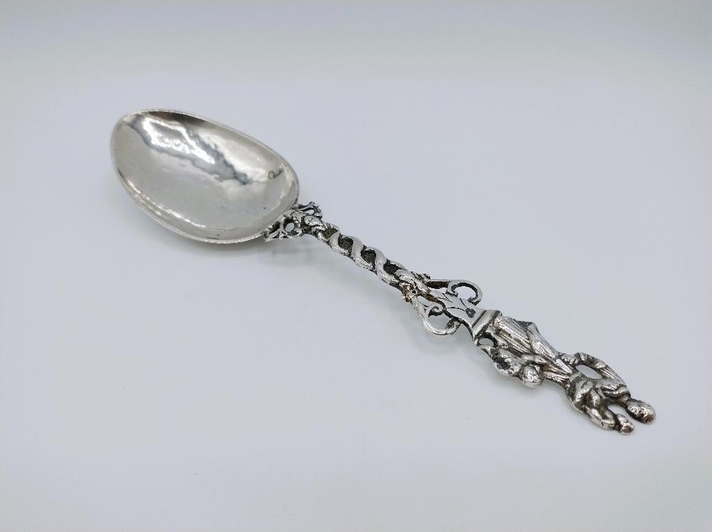Zilveren geboortelepel, J.J. Hiemstra, Makkum, 1826, Antiek en Kunst, Antiek | Goud en Zilver, Verzenden, Zilver
