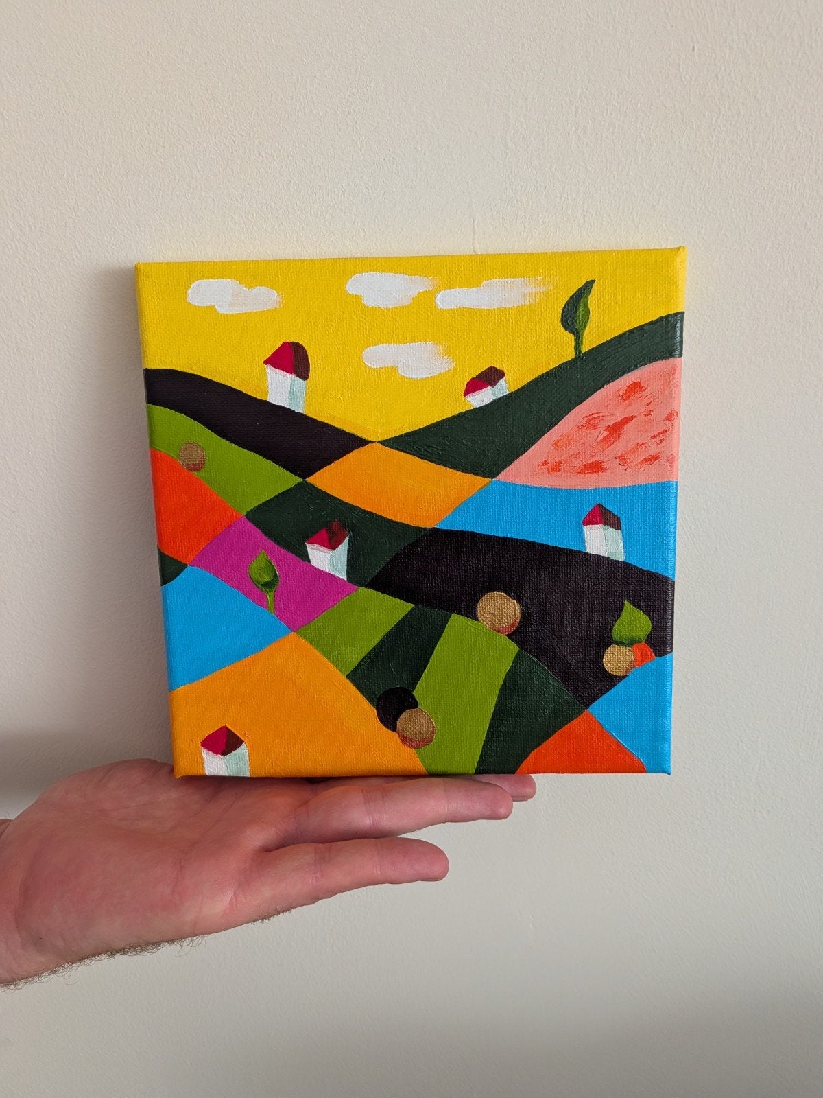 zelf geschilderd schilderij acrylverf 20x20, Ophalen of Verzenden