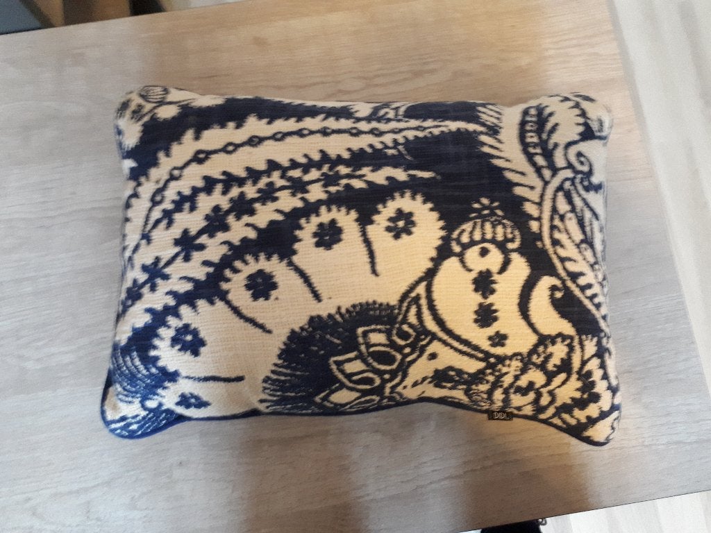 Kussen ecru met blauw, Ophalen, Nieuw, Blauw, Rechthoekig