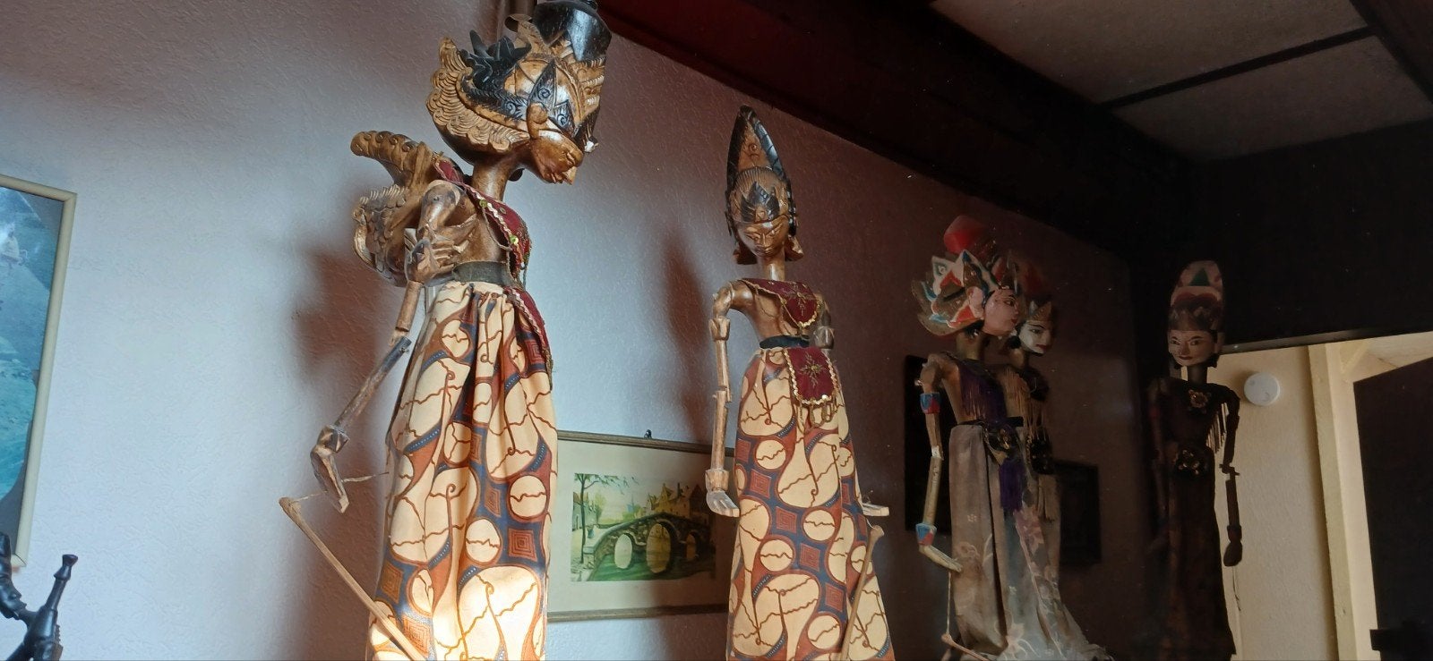 Set van 5 Indonesische Wayang Golek poppen, Hout, Handgemaakt, Ophalen of Verzenden, Indonesië
