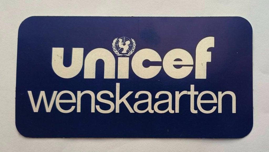 Sticker Unicef wenskaarten, Verzamelen, Ophalen of Verzenden, Zo goed als nieuw, Bedrijf of Vereniging