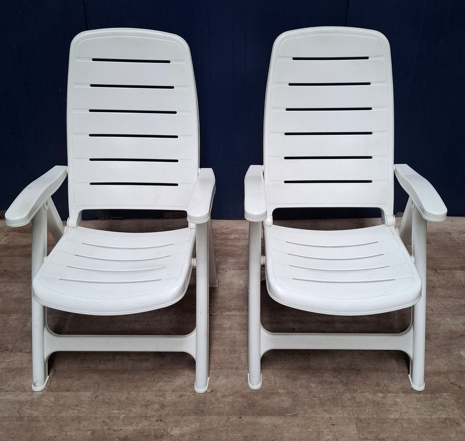2 x Jardin inklapbare / verstelbare tuinstoelen, Ophalen, Gebruikt, Kunststof, Verstelbaar