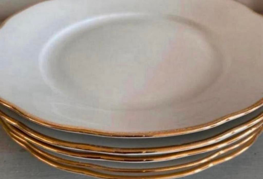 5 borden met gouden rand - antiek, Ophalen