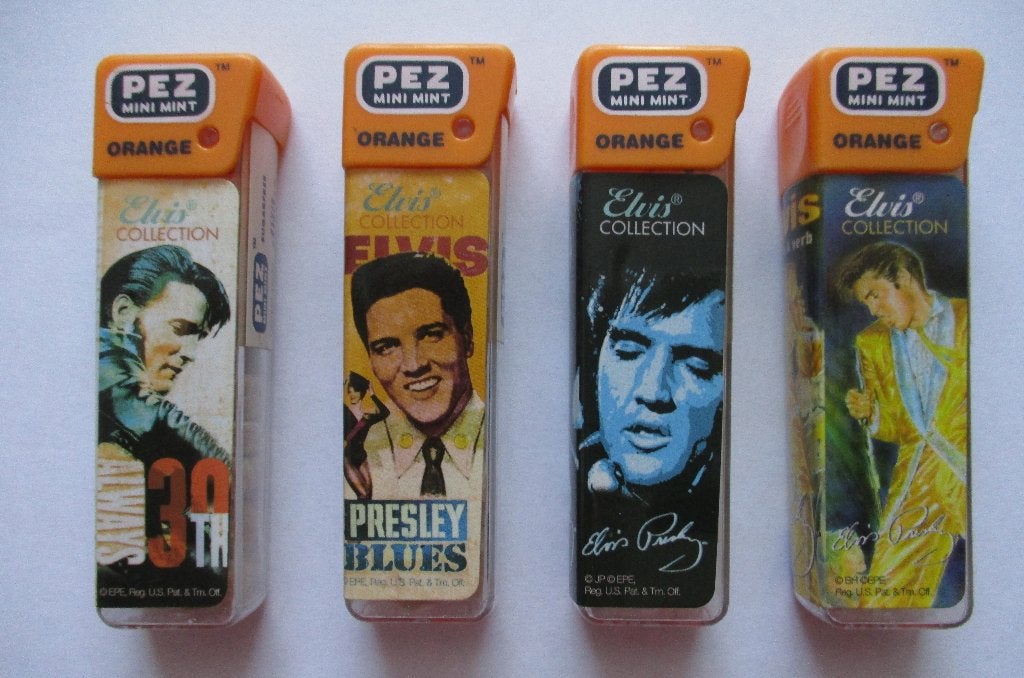 ELVIS PRESLEY 4 Doosjes PEZ snoepjes met versch. afbeelding., Verzamelen, Ophalen of Verzenden, Nieuw, Overige typen