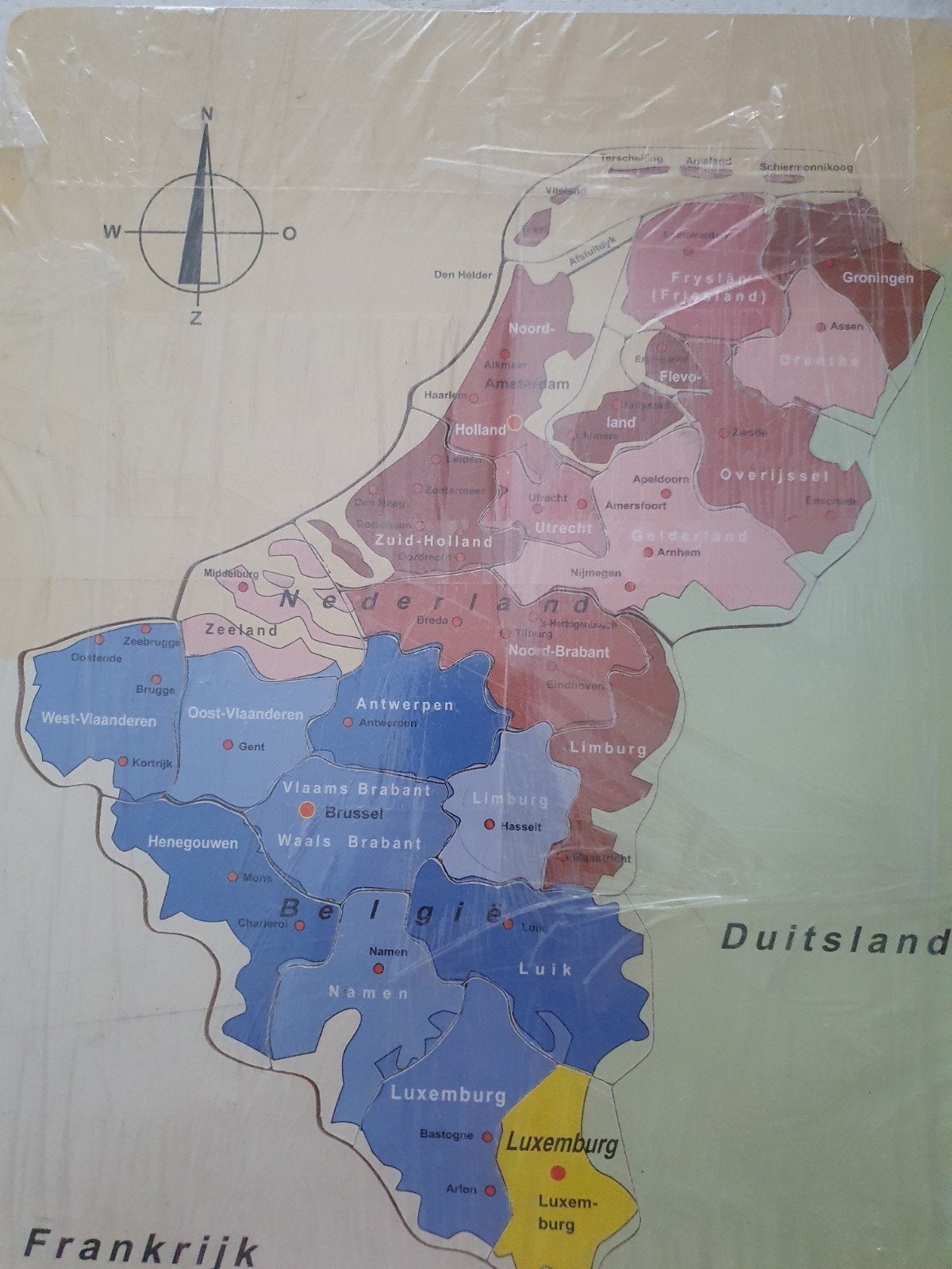 Houten puzzel van Benelux, Ophalen of Verzenden, Minder dan 500 stukjes
