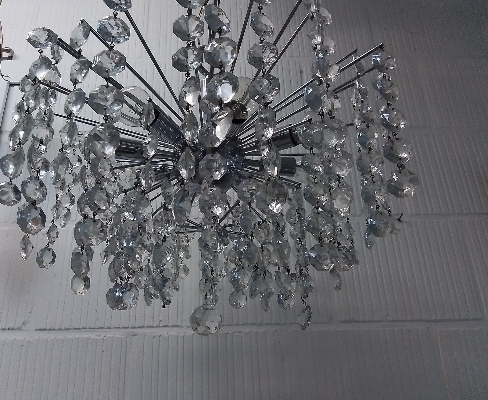 Gaetano Sciolari Sputnik Kroonluchter met Kristallen, Gebruikt, E14 (klein), Ophalen of Verzenden, Glas
