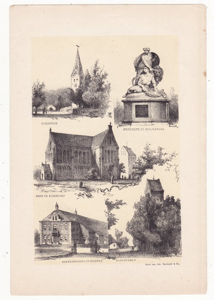 Schildwolde Heiligerlee Zuidbroek Beertha Slochteren litho, Gebruikt, Verzenden, Gebouw, Voor 1940