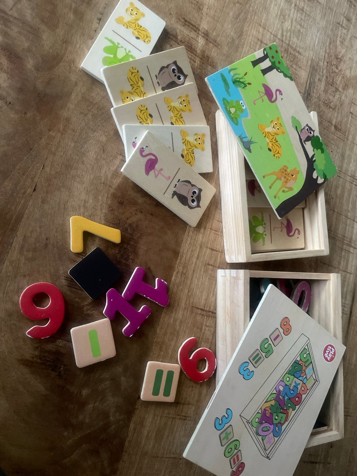 Houten Domino en Cijfer Puzzel Set voor Kinderen, Ophalen of Verzenden, Gebruikt, Overige typen