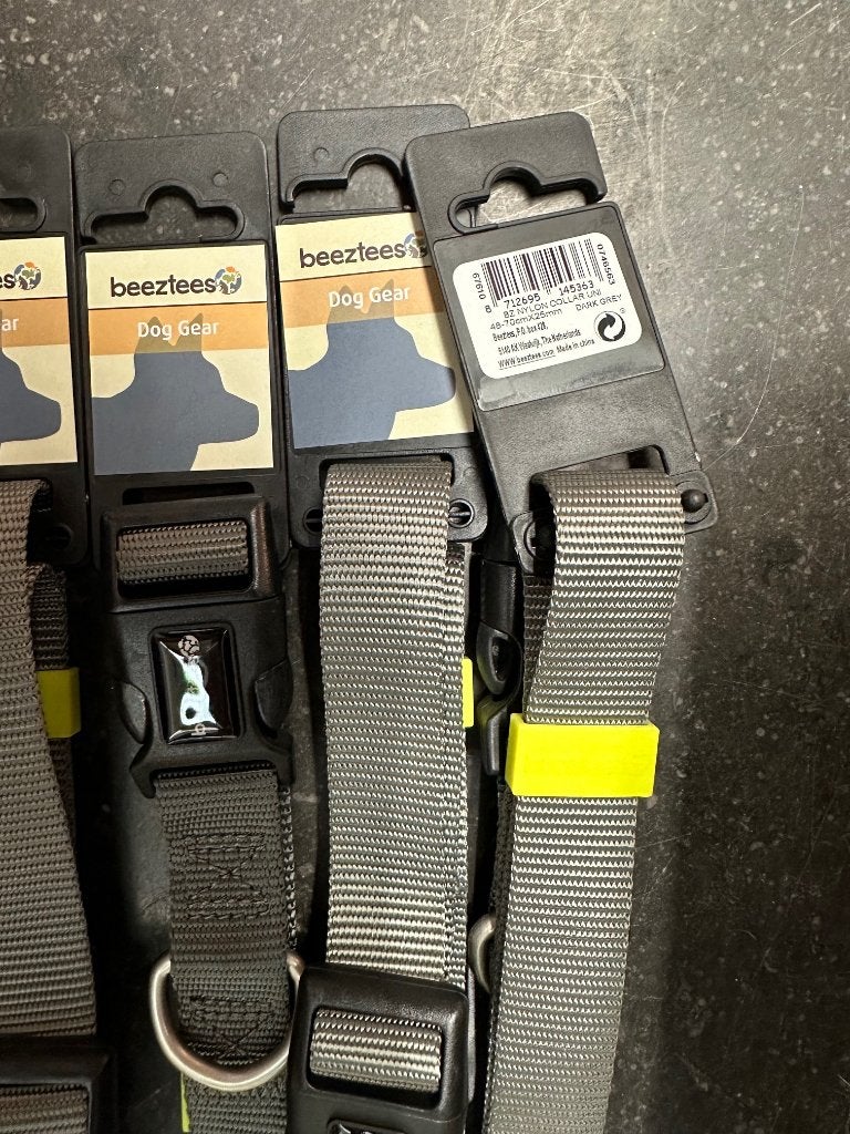 6x nieuwe nylon halsband donkergrijs 48-70 cm beeztees, Dieren en Toebehoren, Nieuw, Ophalen of Verzenden, Beeztees, Nvt