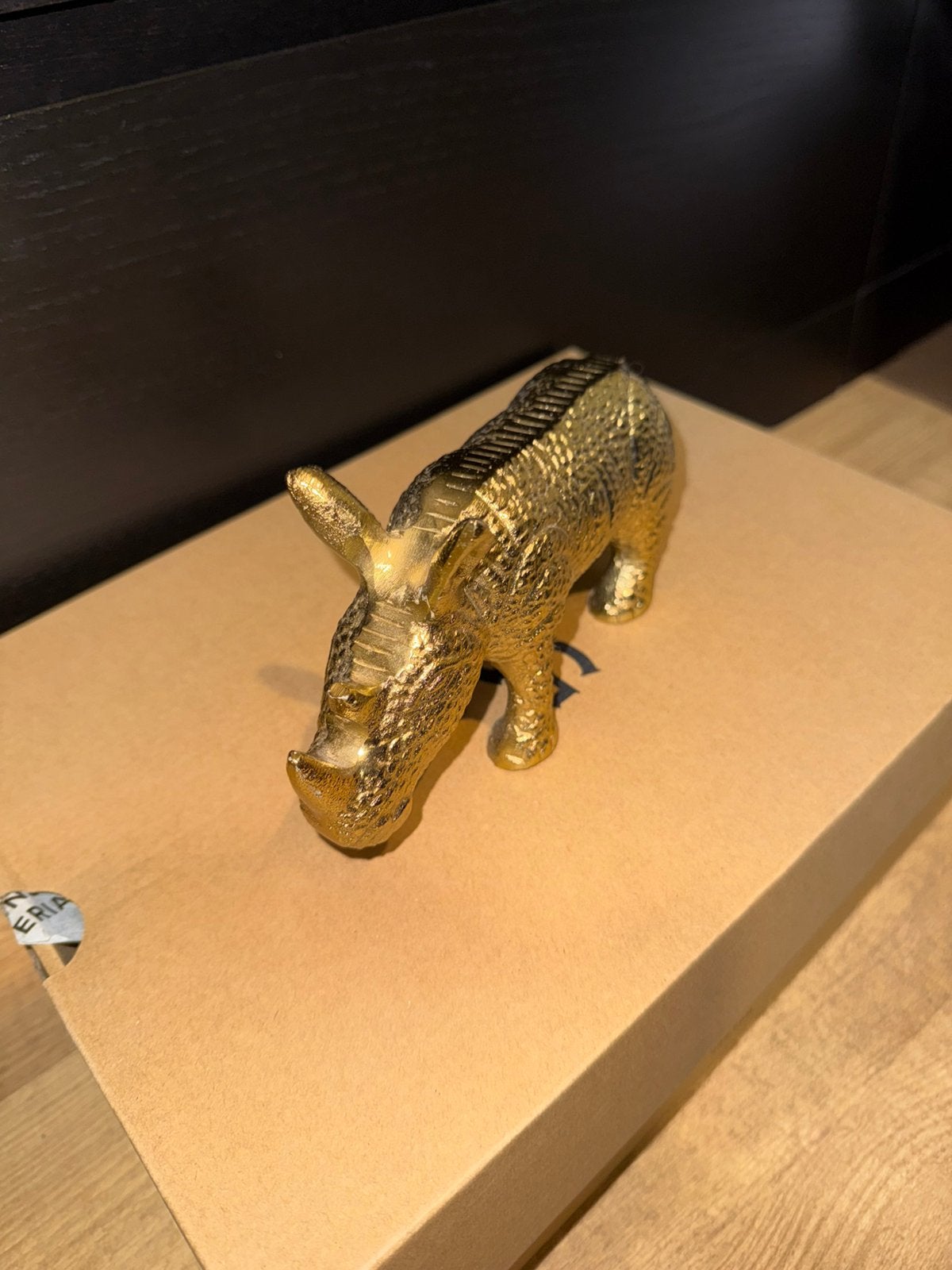 Gouden Neushoorn Decoratiebeeldje, Ophalen, Zo goed als nieuw, Goud, Metaal