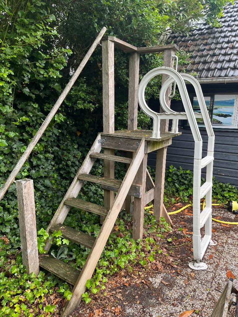zwembadtrap, Ophalen, Gebruikt, Ladder