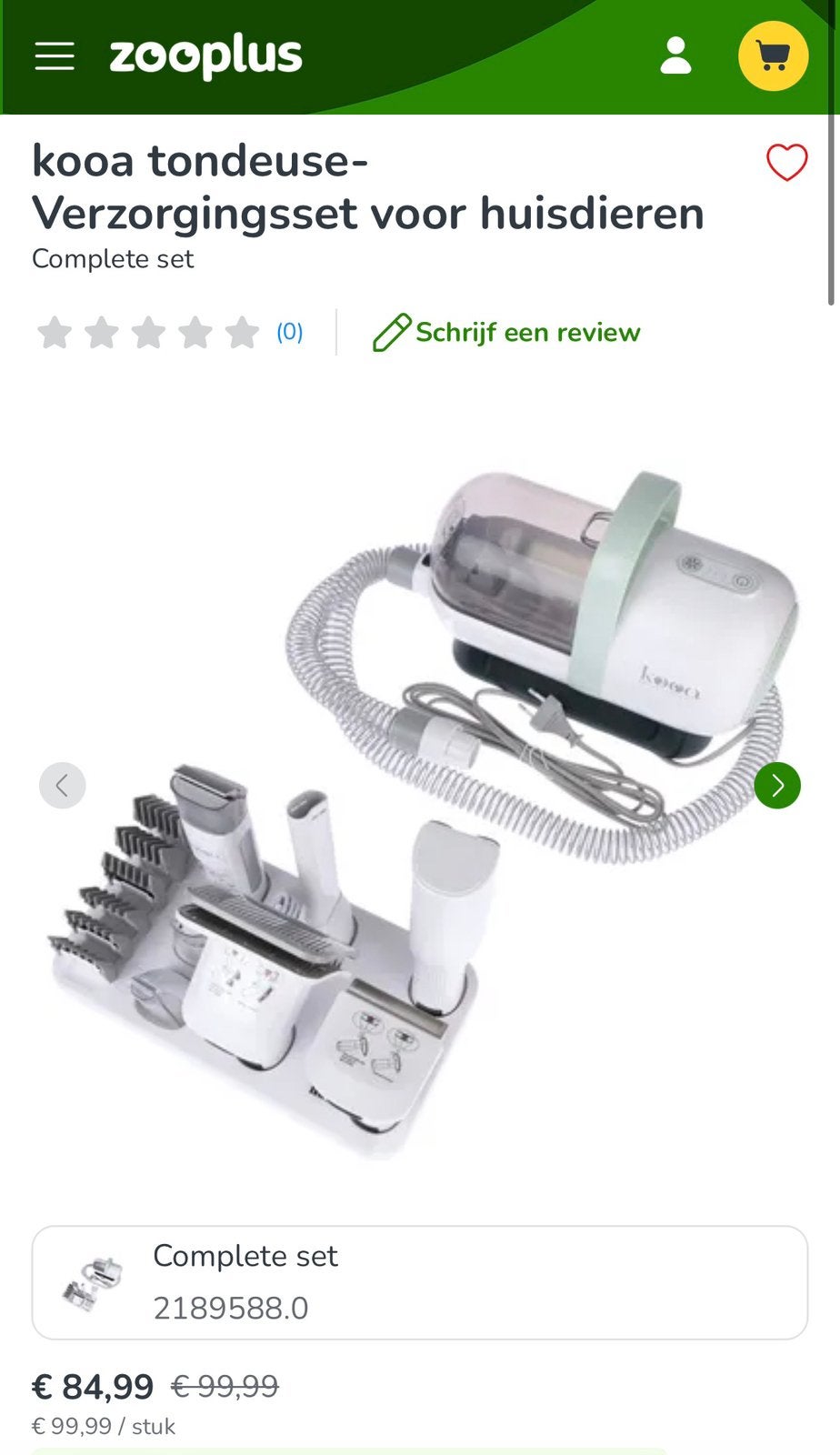 Verzorgingsset voor honden/katten, Ophalen, Zo goed als nieuw
