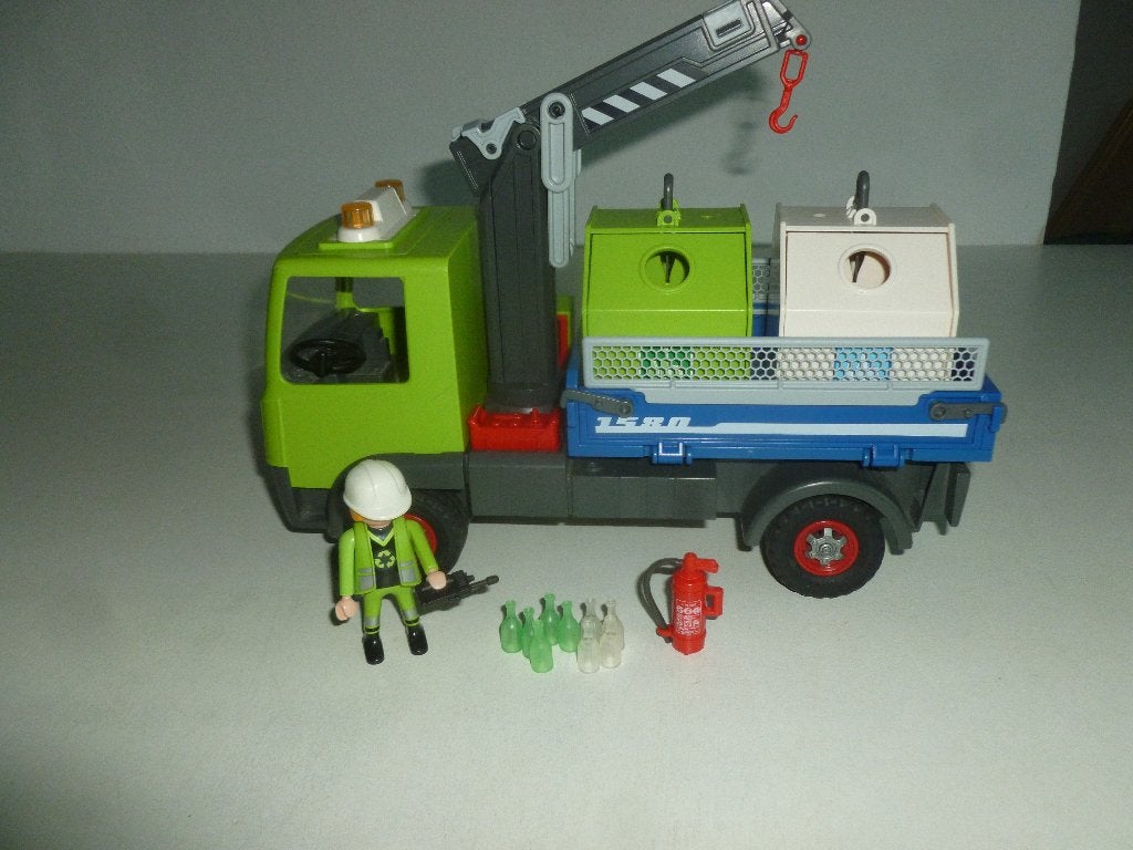 Playmobil Vuilniswagen Glas Container 6109 Prijs, Gebruikt, Complete set, Voertuig, Ophalen of Verzenden