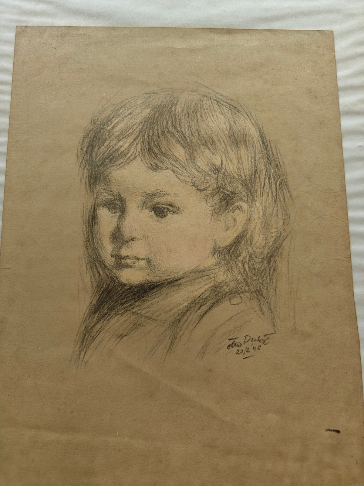 Otto Dicke kinderportret potlood 20-2-1948, Antiek en Kunst, Ophalen