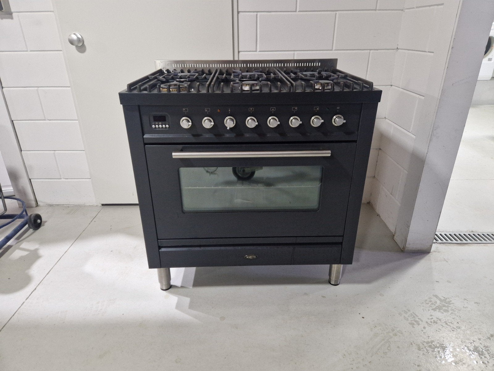 Boretti Fornuis 90cm met 6 Gaspitten en Elektrische Oven, Ophalen, 60 cm of meer, Zo goed als nieuw, Gas
