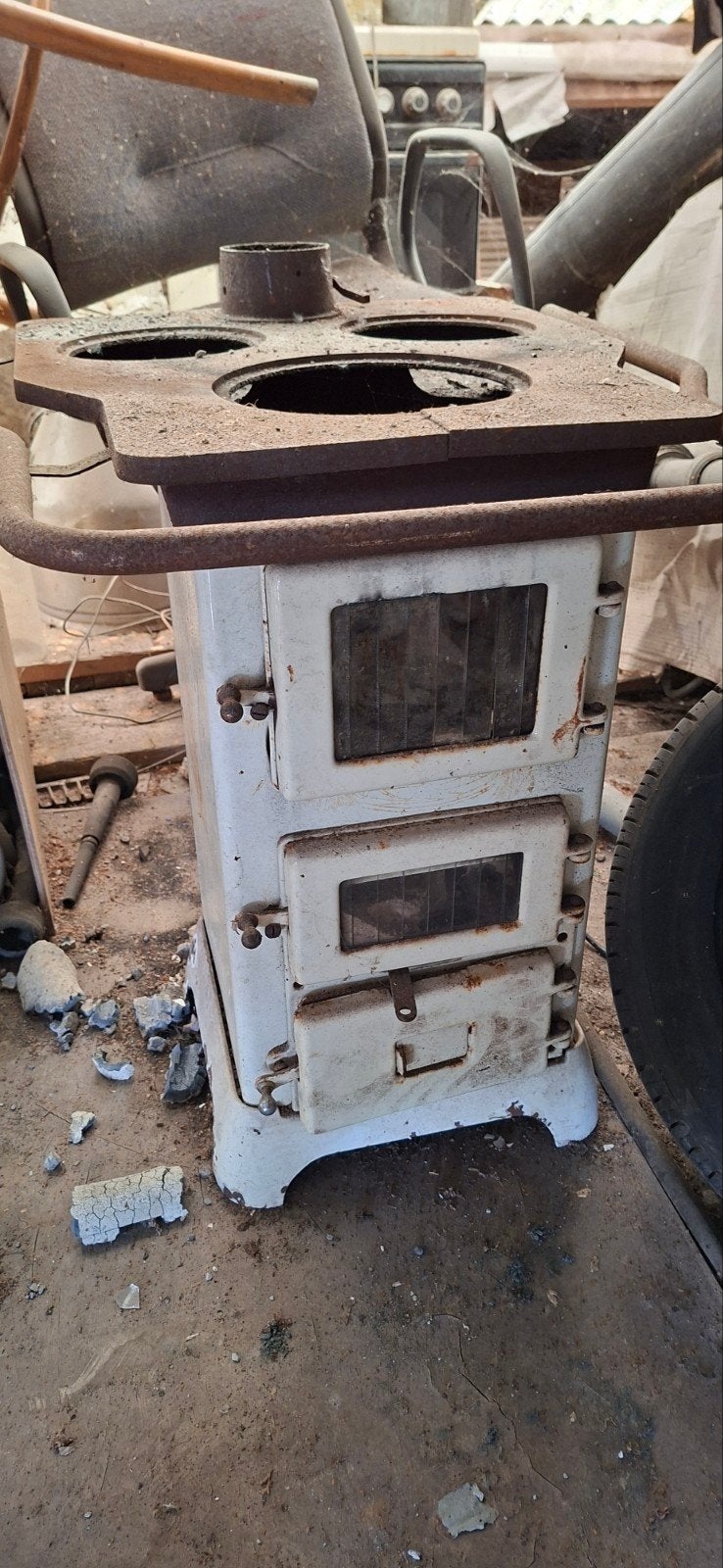 Oud kacheltje fornuis vintage niet compleet, Ophalen, Gebruikt, Hout, Houtkachel