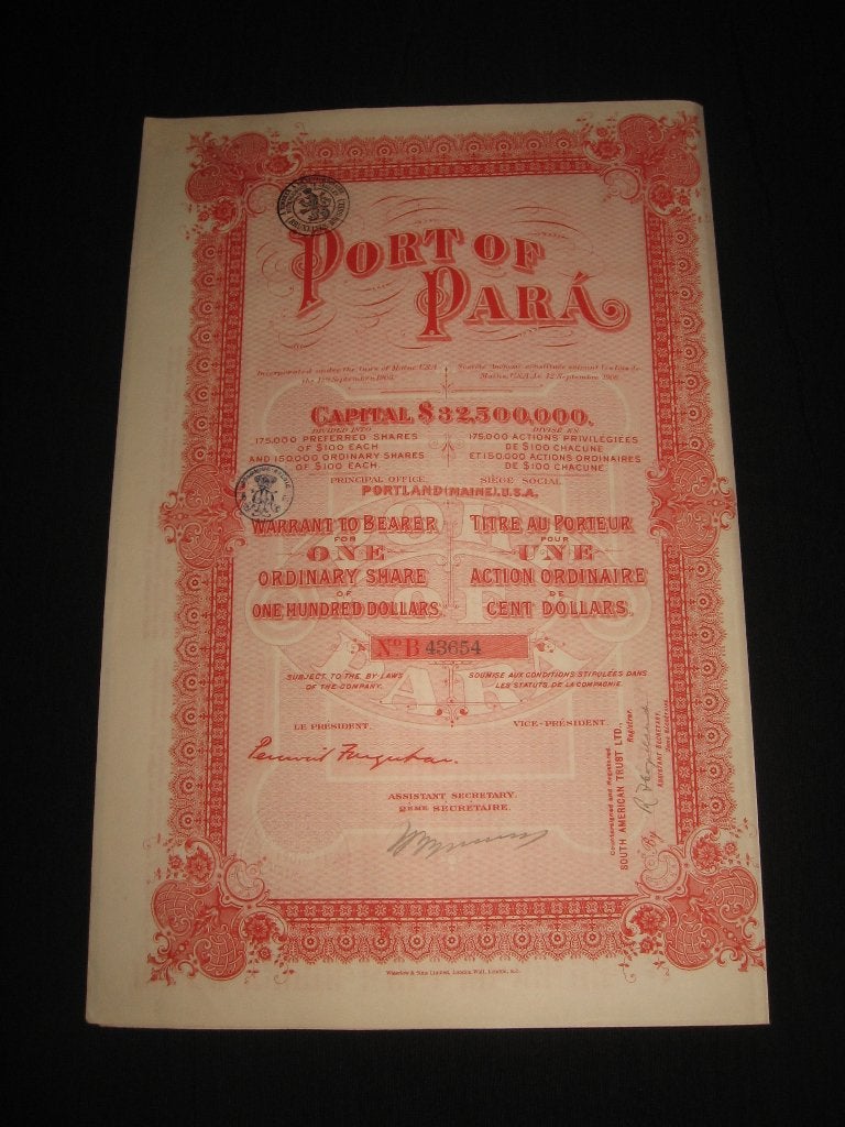 Obligaties  aandeel  waardepapier  1906, Postzegels en Munten, Aandelen en Waardepapieren, Ophalen of Verzenden, Voor 1920, Aandeel