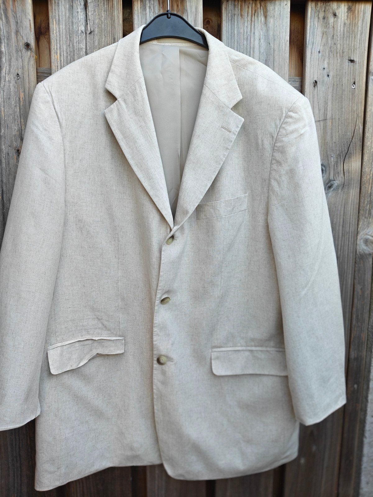 C&A Heren Blazer Linnen Beige Maat L, Beige, Overige maten, Gedragen, C&A