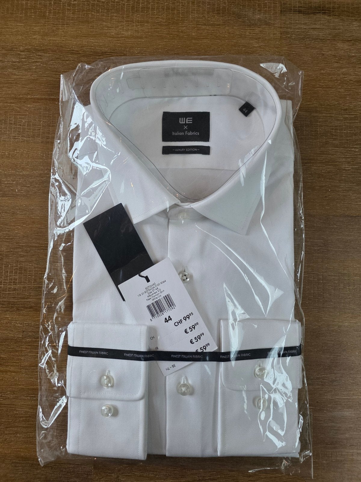 WE x Italian Fabrics wit overhemd maat 44, WE, Wit, Nieuw, Ophalen of Verzenden