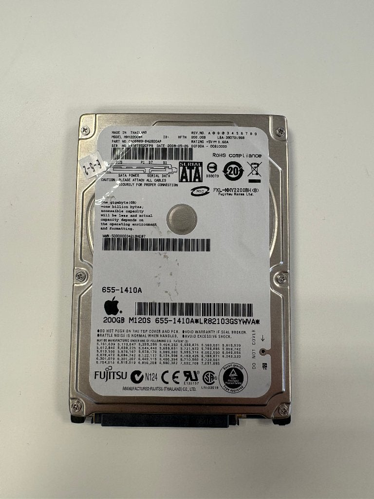 HDD Fujitsu 2,5 inch SATA Fujitsu MHY2200BH 200GB, Intern, Gebruikt, -, -