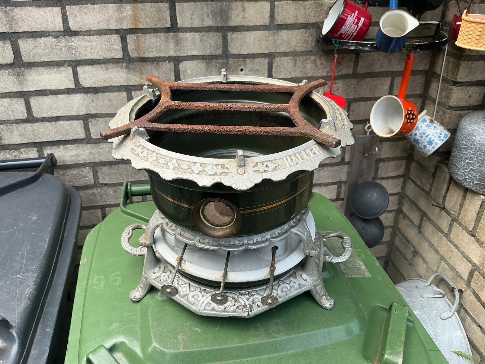 Emaille petroleum 3 pitter., Ophalen of Verzenden