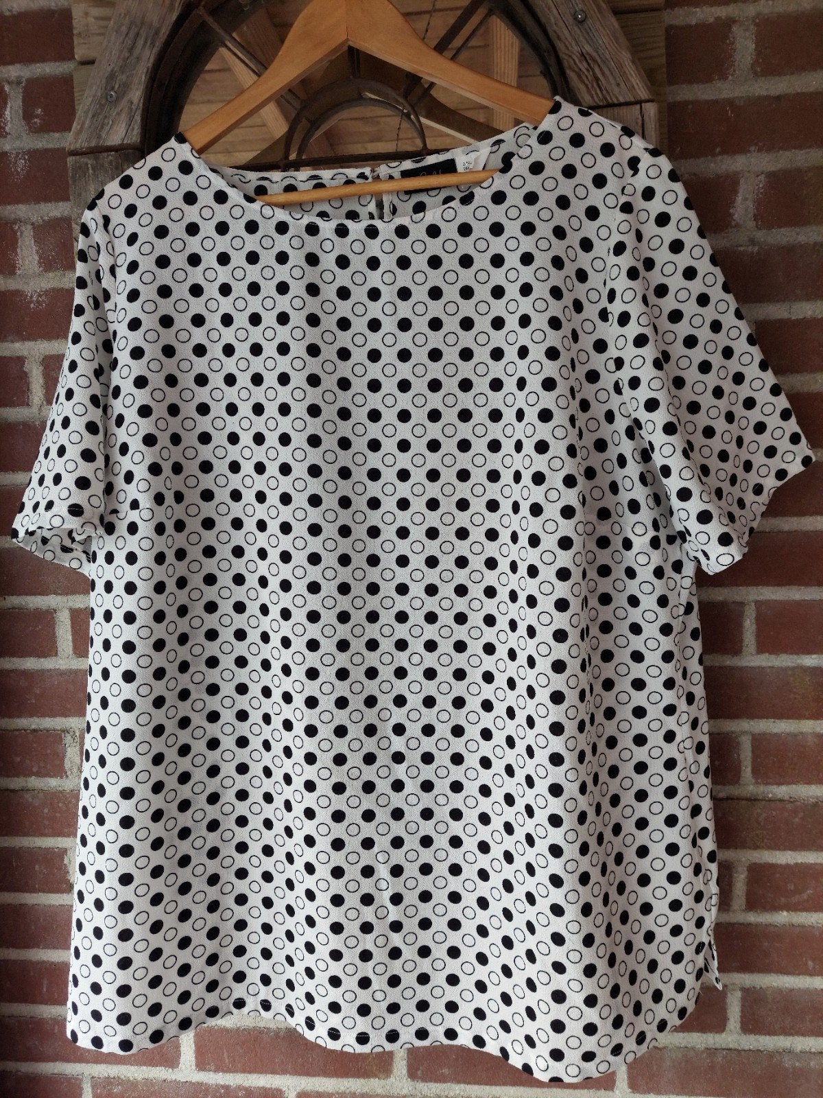 zgan Wit/zwarte blouse Paola 50., Kleding | Dames, Ophalen of Verzenden, Zo goed als nieuw, Maat 46/48 (XL) of groter, Wit