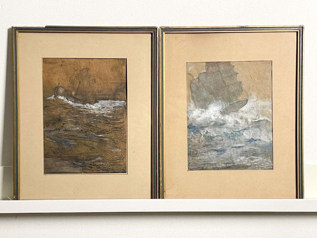 Guston Hoffman - gemengde techniek - zeilboten in storm, Antiek en Kunst, Maritiem / water, Expressionistisch, Ophalen of Verzenden