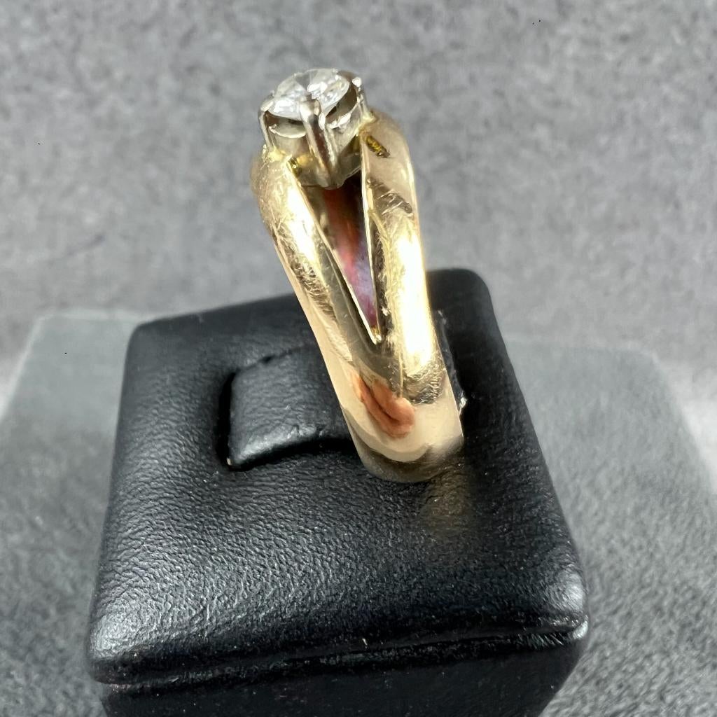 Gouden Ring | 14k | 2,97g | bandring 1briljant |0,10| 408528, Sieraden, Tassen en Uiterlijk, Ringen, Gebruikt, Ophalen of Verzenden