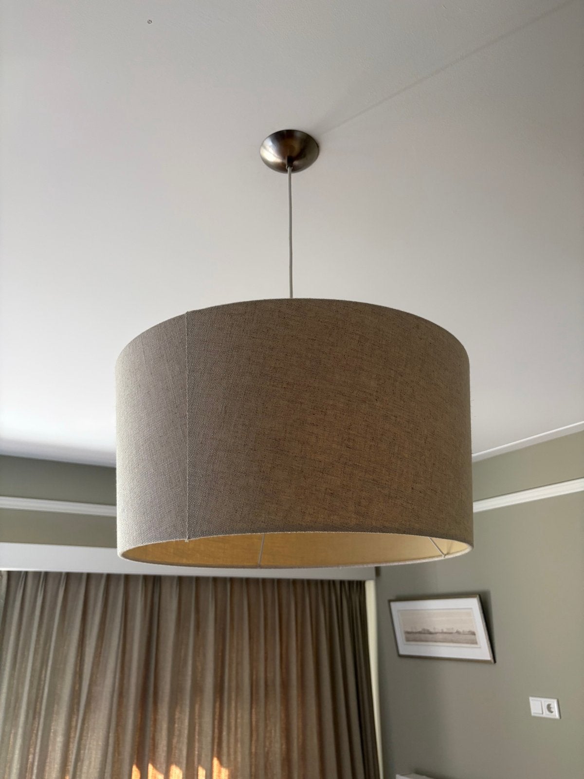 Grote gemeleerde stoffen hanglamp, E27 fitting, Ophalen of Verzenden, Gebruikt