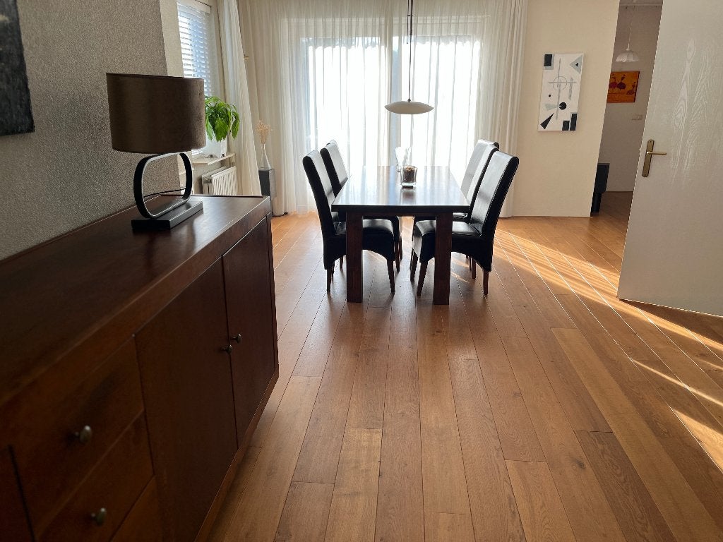 Eethoek  tafel met 6 stoelen, Ophalen, Gebruikt, 50 tot 100 cm, Kersenhout