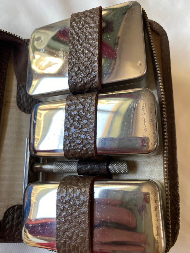 Vintage Scheerset in Leren Etui - Reisformaat, Ophalen