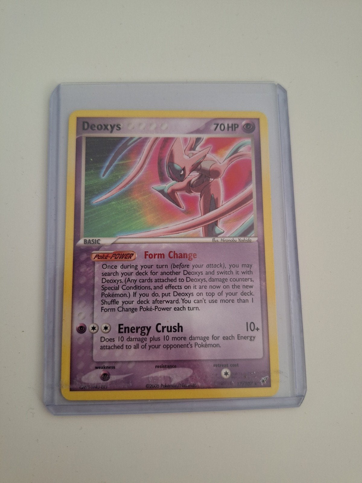 Pokemon Deoxys Holo Rare EX Deoxys 17/107, Ophalen of Verzenden, Zo goed als nieuw, Losse kaart, Foil