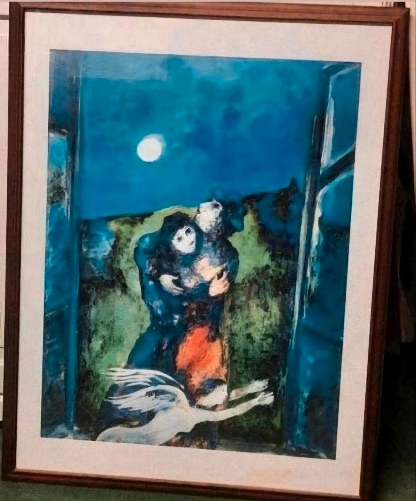 MARC CHAGALL 'Lovers in Moonlight' mooi ingelijst, Ophalen