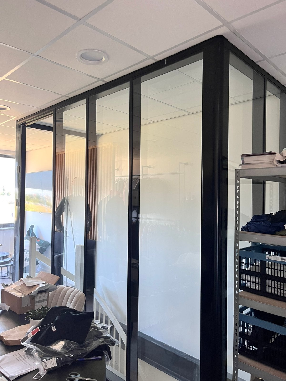 glazen wand kantoor, Overige typen, Zo goed als nieuw, Inclusief glas, 225 cm of meer