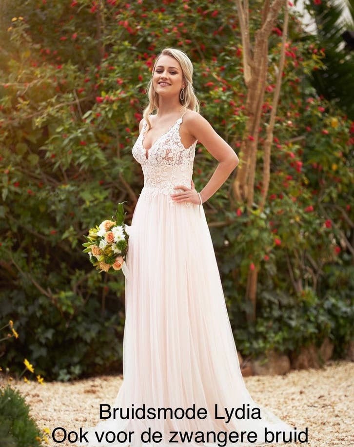 Elegante Trouwjurk met Kant en Tule, Ophalen, Nieuw, Wit, Trouwjurk