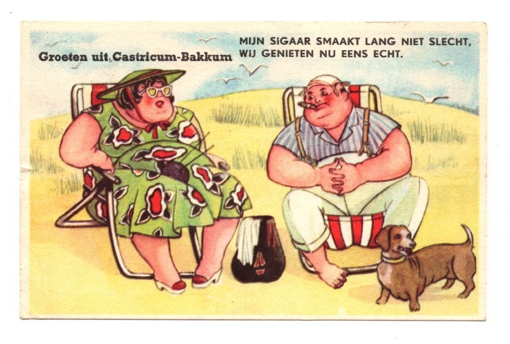Oude Ansichtkaart Castricum-Bakkum Strandstoel 1955, Verzamelen, Ansichtkaarten | Themakaarten, Ophalen of Verzenden, 1940 tot 1960