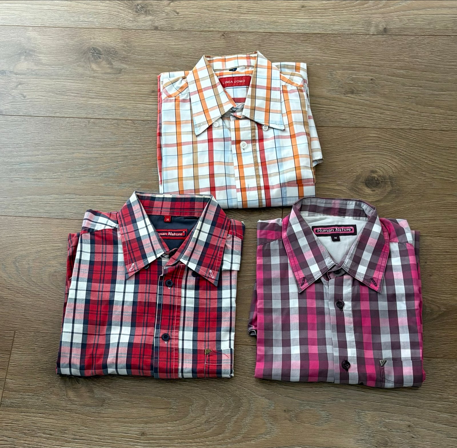 Twee geruite overhemden, korte mouwen/ Human Nature/ M, Kleding | Heren, Verzenden, Gedragen, Meerkleurig, Halswijdte 39/40 (M)