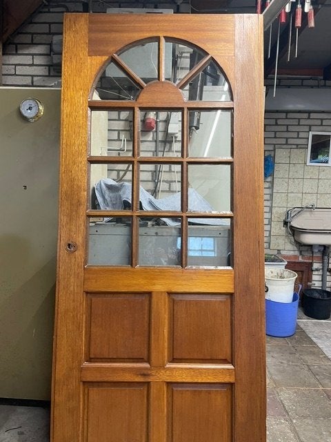 hardhouten deur, Ophalen, Gebruikt, 80 tot 100 cm, Buitendeur
