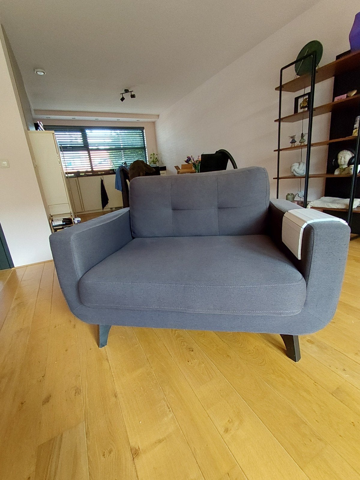 Comfortabele Loveseat - Grijs, Gebruikt, Ophalen, Gebruikt, Tweepersoons, 75 tot 100 cm