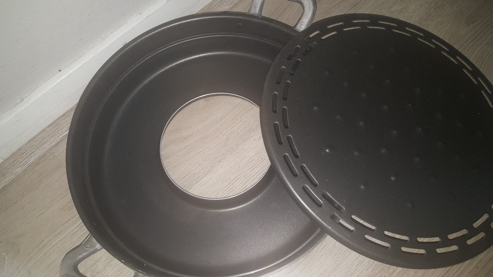 Wokpan met grillplaat - Als nieuw 💫, Ophalen of Verzenden, Nieuw, Rvs, Wok