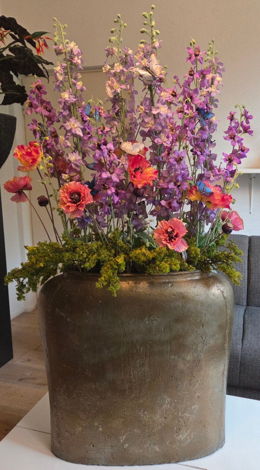 XXL bloemstuk met zgn Silk-ka kunstbloemen in XXL PTMD vaas, Ophalen, Silk-ka, Zo goed als nieuw, 130 cm