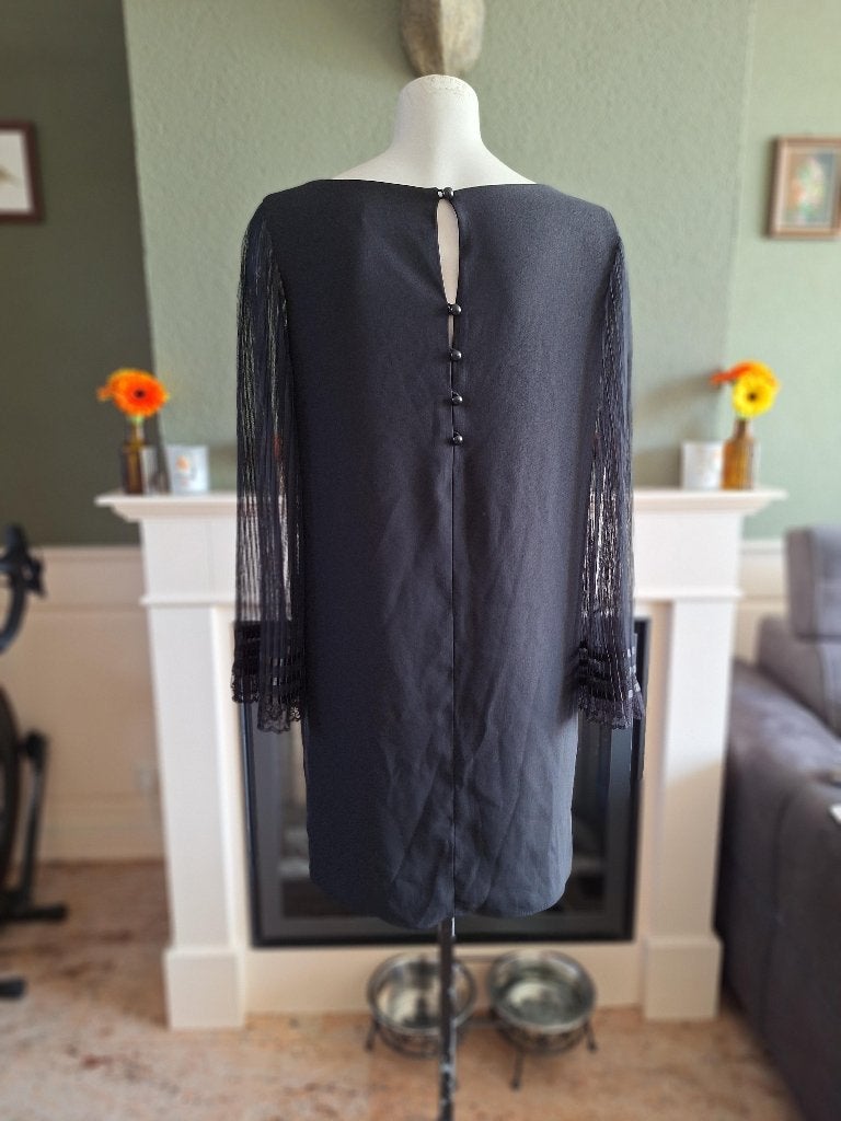 Ana Alcazar zwart jurk transparant plisse mouw 38 M, Kleding | Dames, Jurken, Maat 38/40 (M), Verzenden, Zwart, Zo goed als nieuw