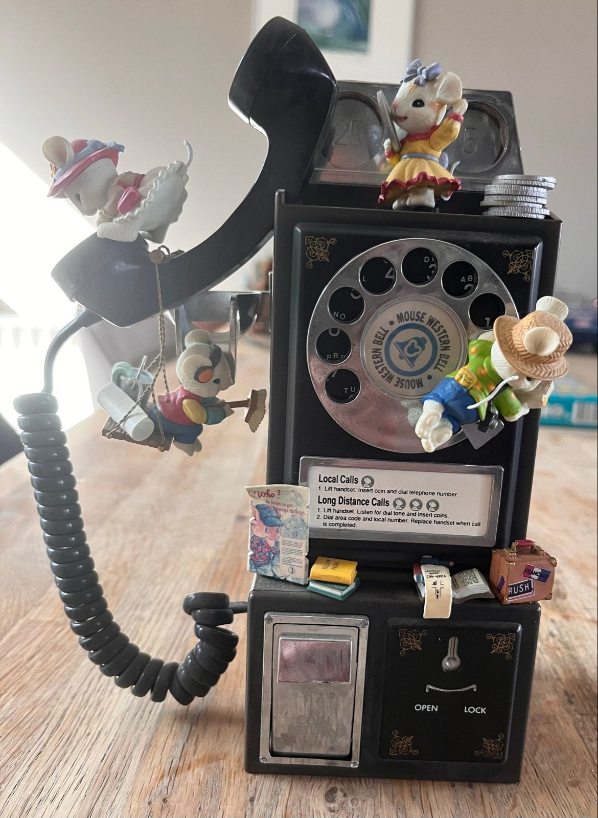 Vintage Muziekdoos Telefoon met Muisjes - Werkt Goed, Verzamelen, Ophalen of Verzenden, Gebruikt