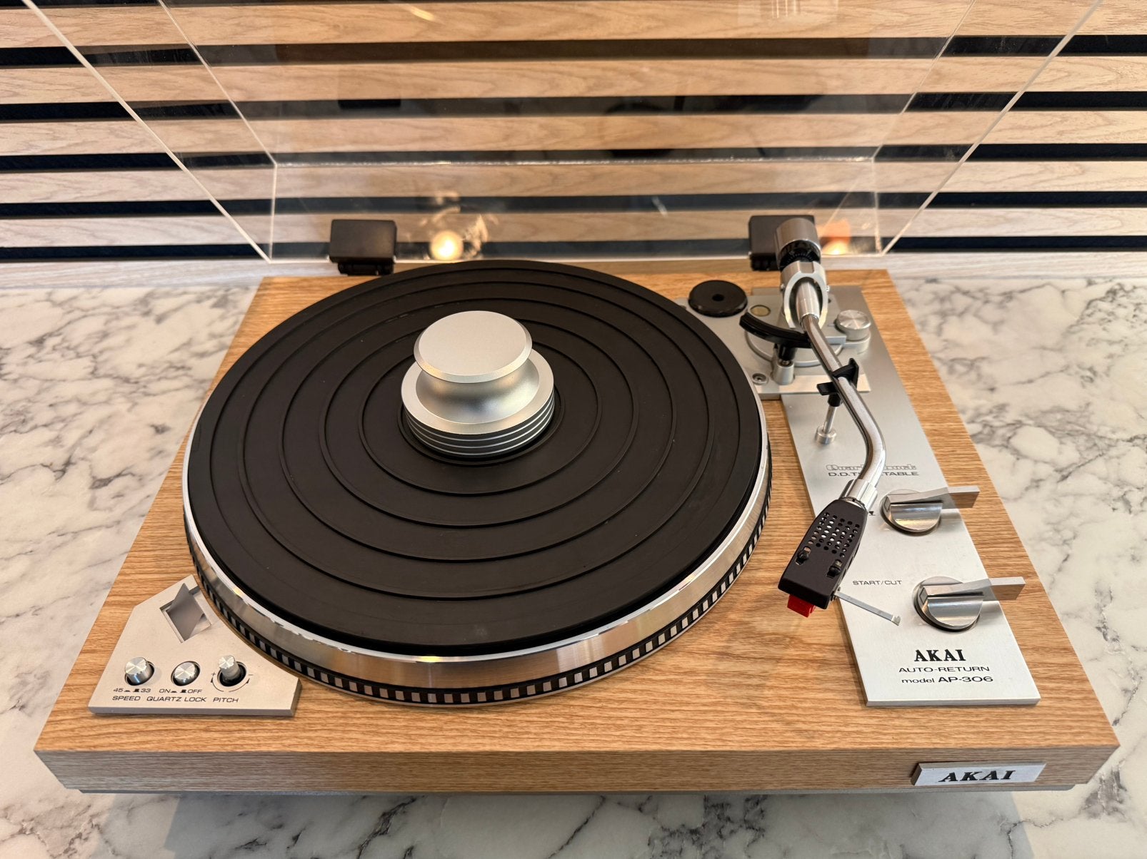 Akai AP-306, nieuwstaat, revisie, puck en 1 jaar garantie, Ophalen, Contact@vintageaudiobreda.nl, Pitch-regelaar, Zo goed als nieuw